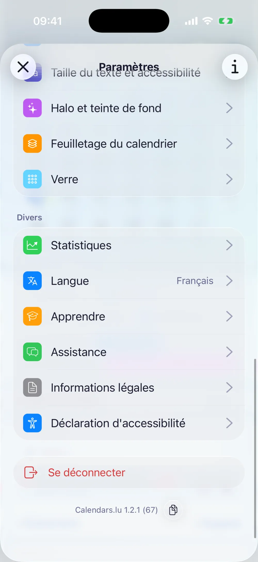 Réglages de la taille du texte et de la teinte de fond