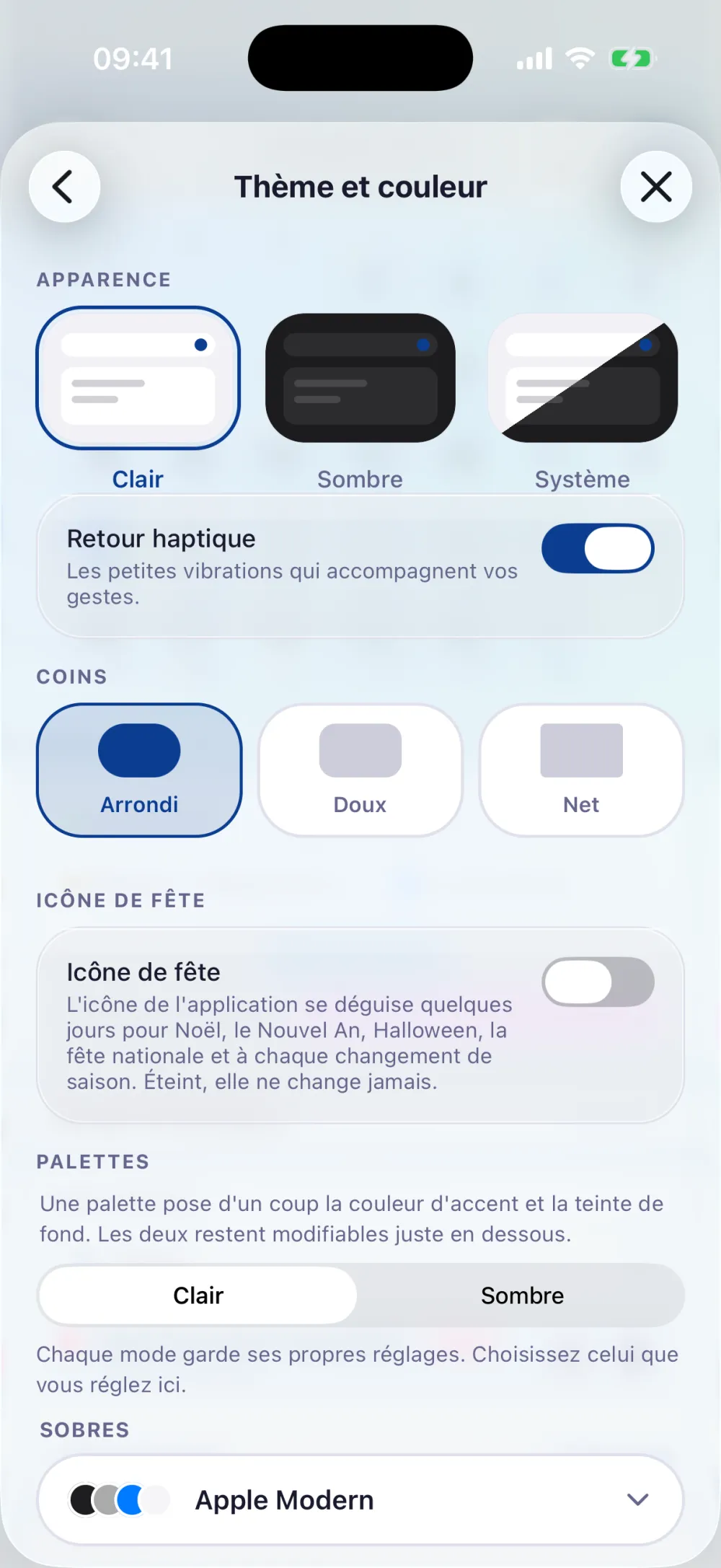 Personnalisation des couleurs : palette complète et code couleur précis pour chaque zone et chaque compteur