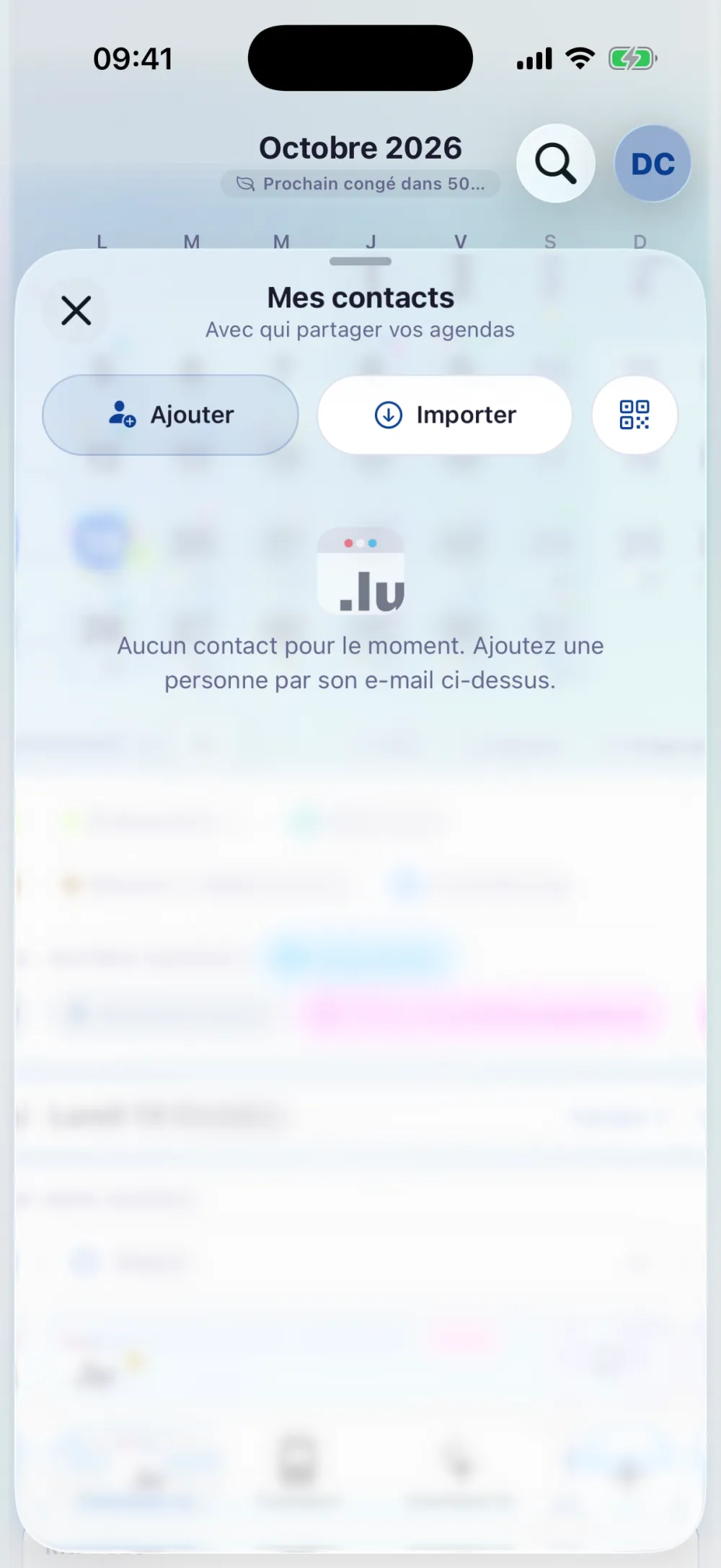 Répertoire de contacts : les personnes avec qui partager vos agendas, à ajouter ou importer